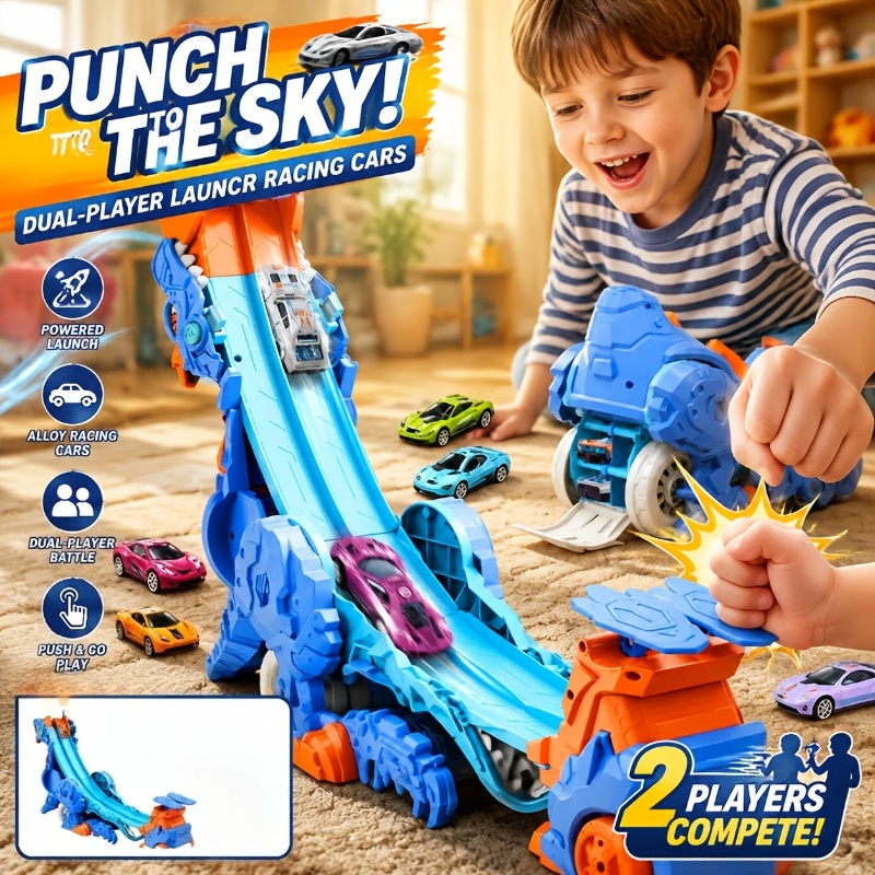 Dinosaur Transforming Dual-Track Catapult Car Toy Set